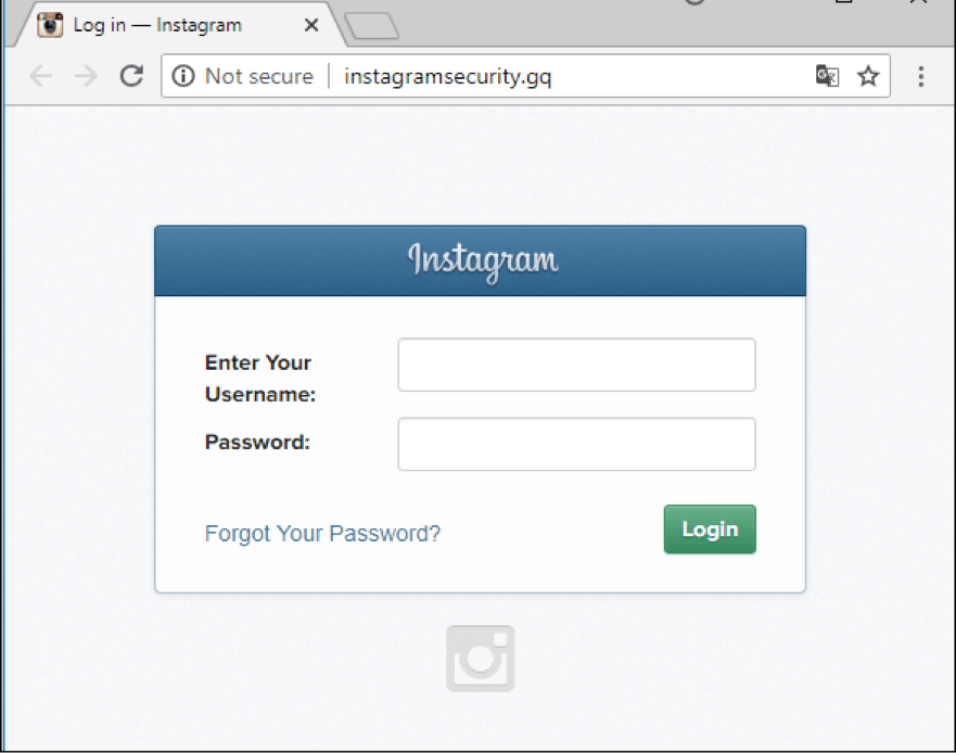 Example of a phishing page mimicking an Instagram login
