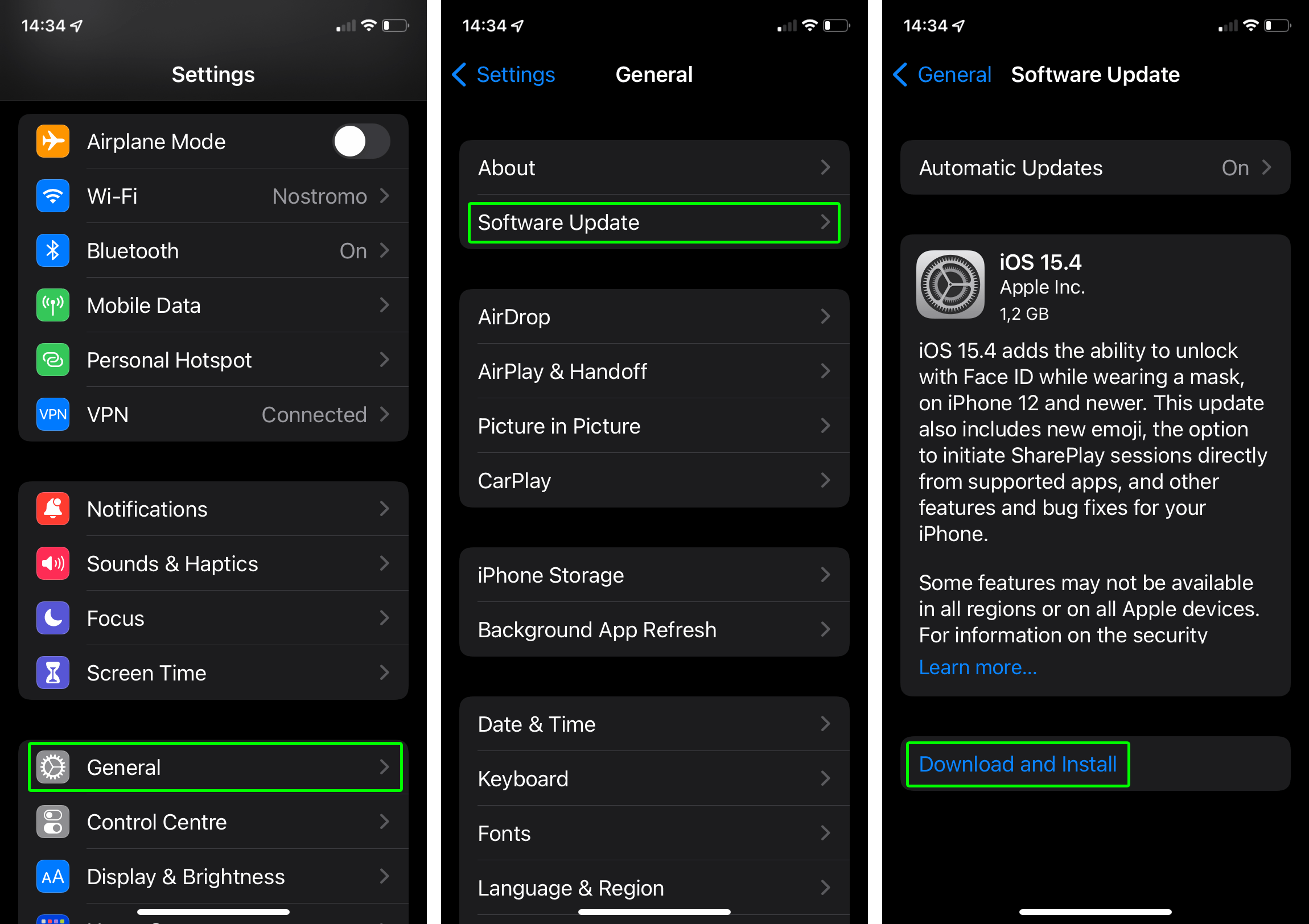 Where to find the iOS update in your iPhone's settings