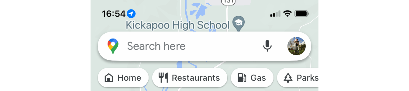 When an app is accessing your location, iOS 15 shows a bright blue icon with a white arrow inside