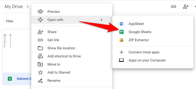 File upload options inside Google Drive