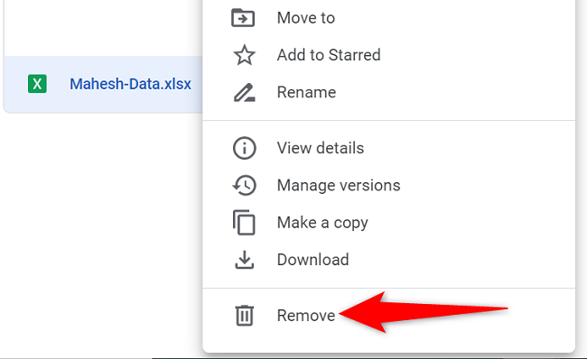 Deleting Excel file in Google Drive