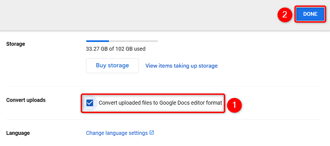 Convert Uploaded Files to Google Docs Editor Format inside Google Drive