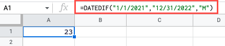 DATEDIF with dates in the formula