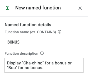 New function name and description