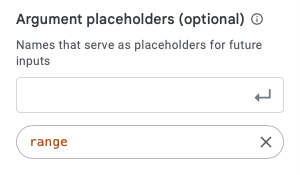 Argument Placeholders section