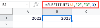 SUBSTITUTE function for numbers in a year