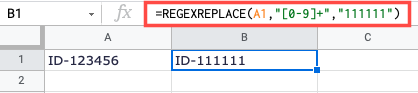 REGEXREPLACE function for numbers