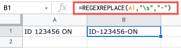 REGEXREPLACE function for spaces
