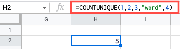 COUNTUNIQUE for inserted values and text