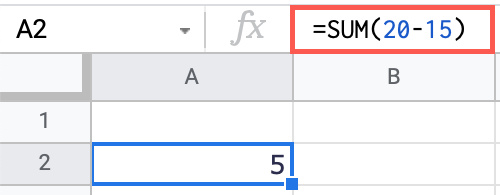 Subtract numbers with the SUM function