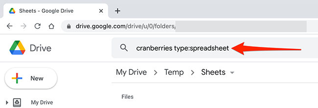 Type a search query in Google Drive's search box and add 