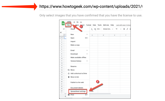 Paste the Image URL in Google Sheets.