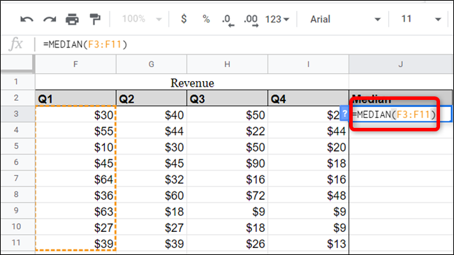 You can use ranges from your spreadsheet as well, just reference them in the function.