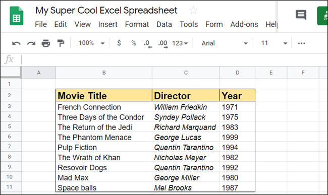 Open a spreadsheet that you want to insert some rows or columns into.