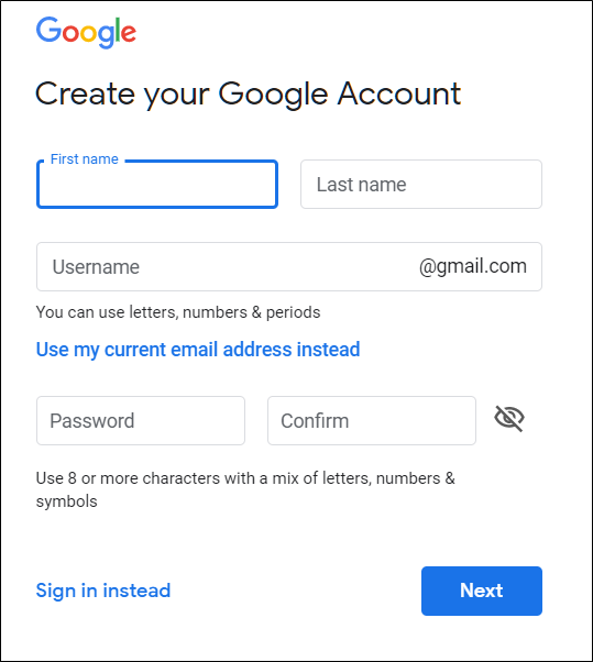 Enter your personal information into the form provided