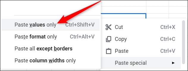 If you copy and paste the information back into a Google Sheet, be sure to right-click, then choose Paste Special  Paste Values Only
