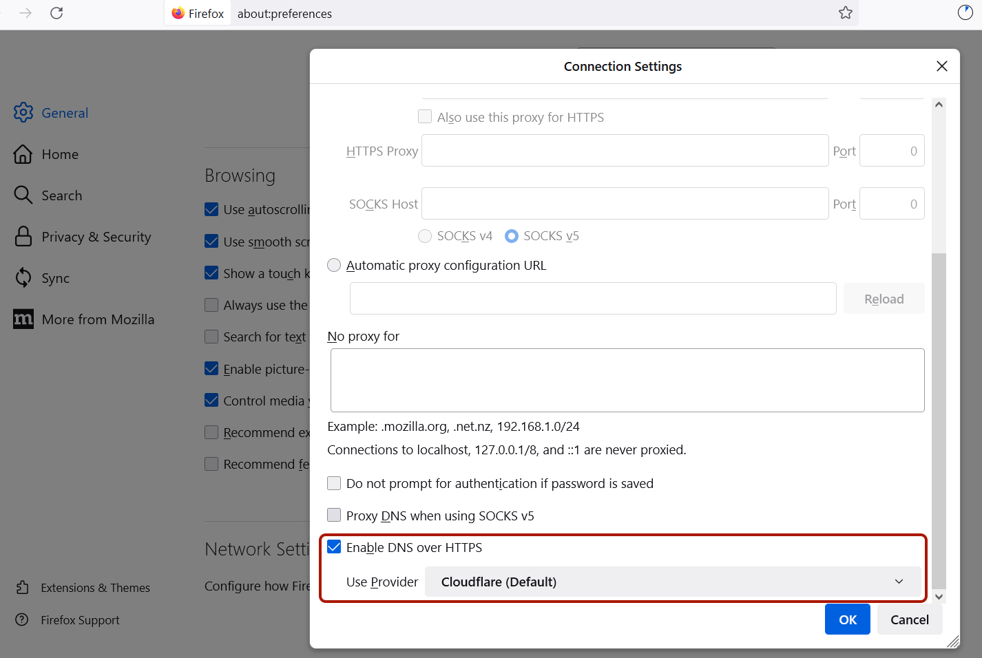 Setting up Secure DNS in Firefox