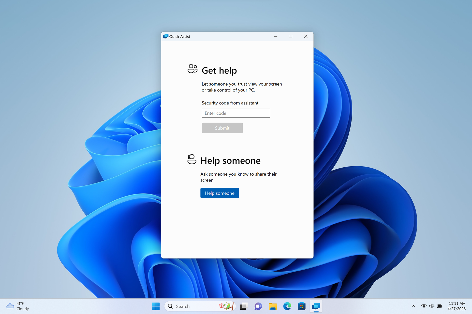 Redesigned Quick Assist app in Windows 11