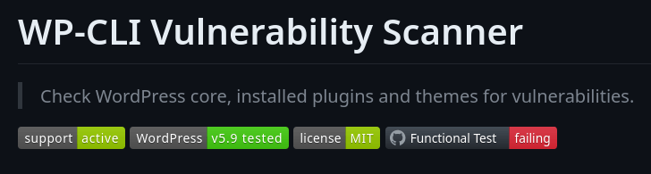 wpcli-vulnerability-scanner Github readme.md header text.