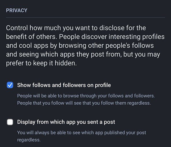Additional privacy settings in Mastodon.