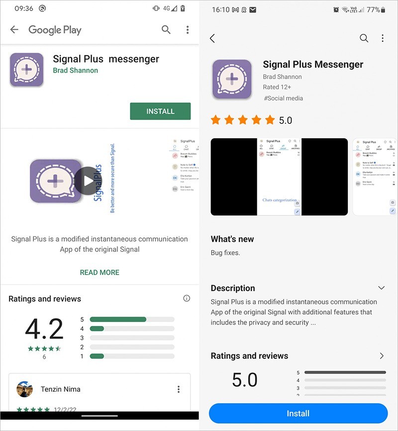 Signal Plus Messenger: a spyware version of Signal on Google Play and in the Samsung Galaxy Store
