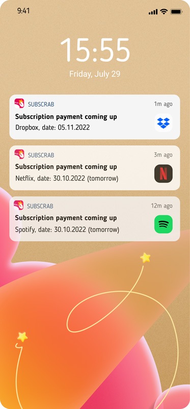 Never miss a payment with SubsCrab Push notifications