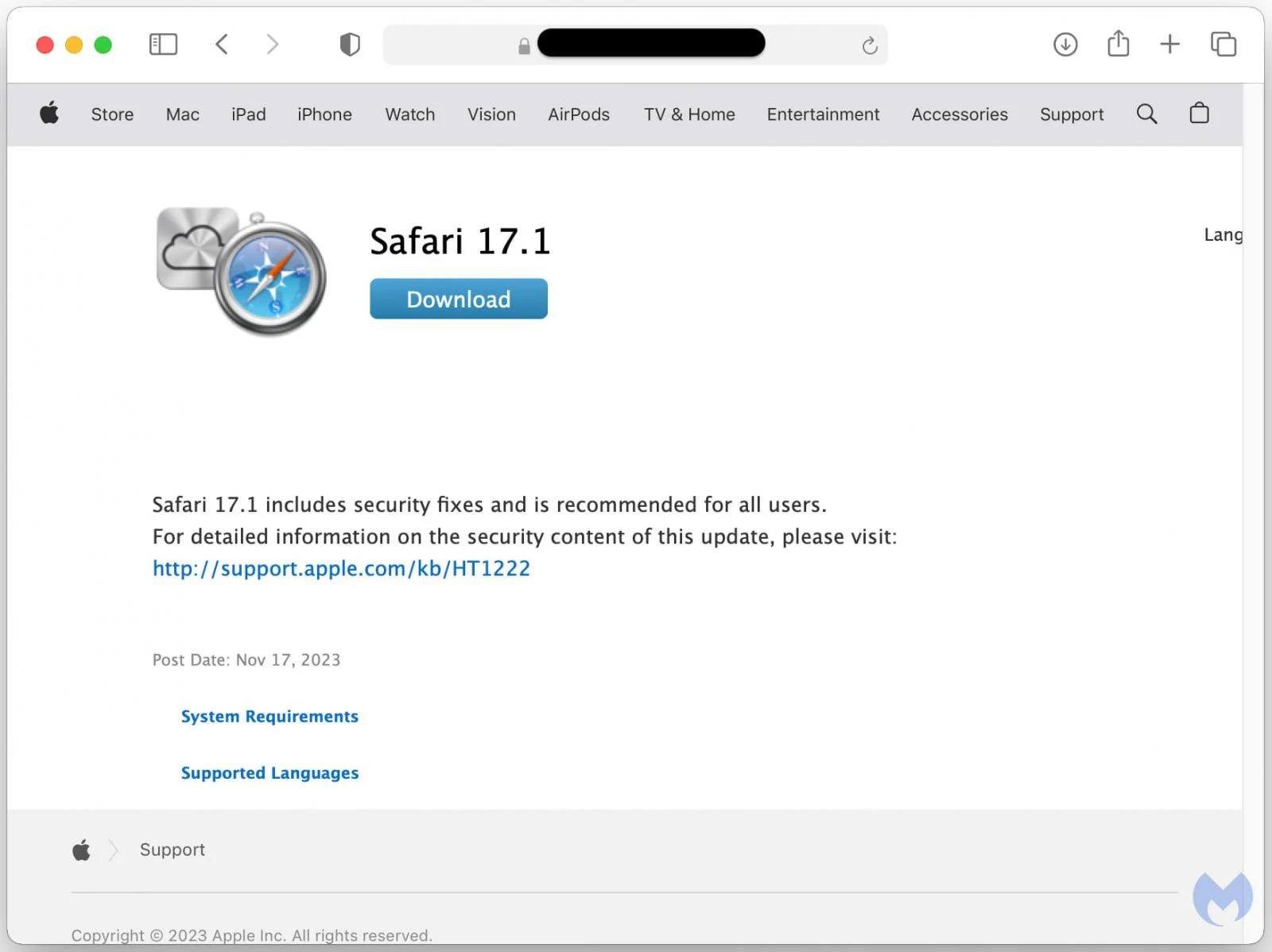 Fake Safari browser updates with the stealer Trojan inside