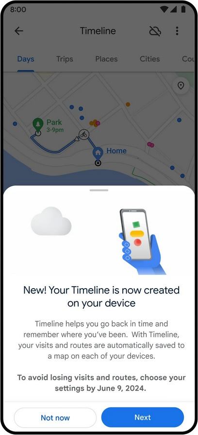 Unless Google has explicitly warned you that your Location History will be stored on your device, it's likely to continue being saved to Google's servers