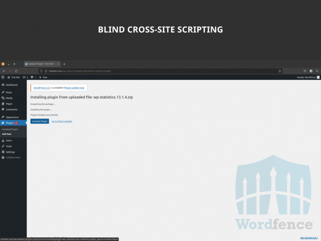 Example of blind XSS