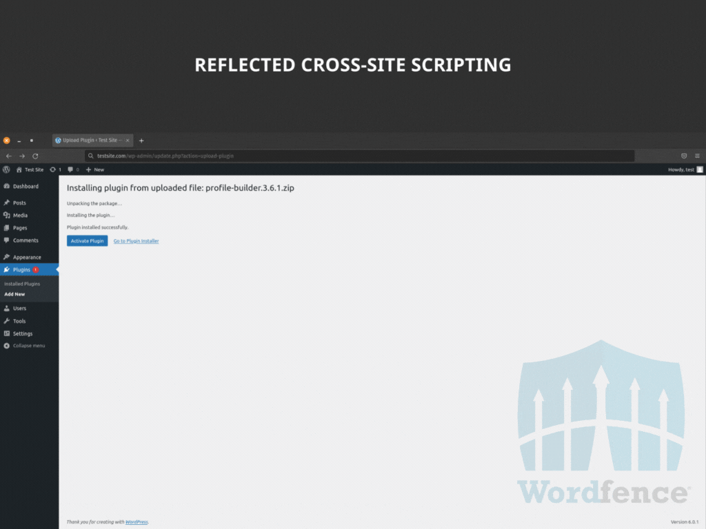 Example of reflected XSS