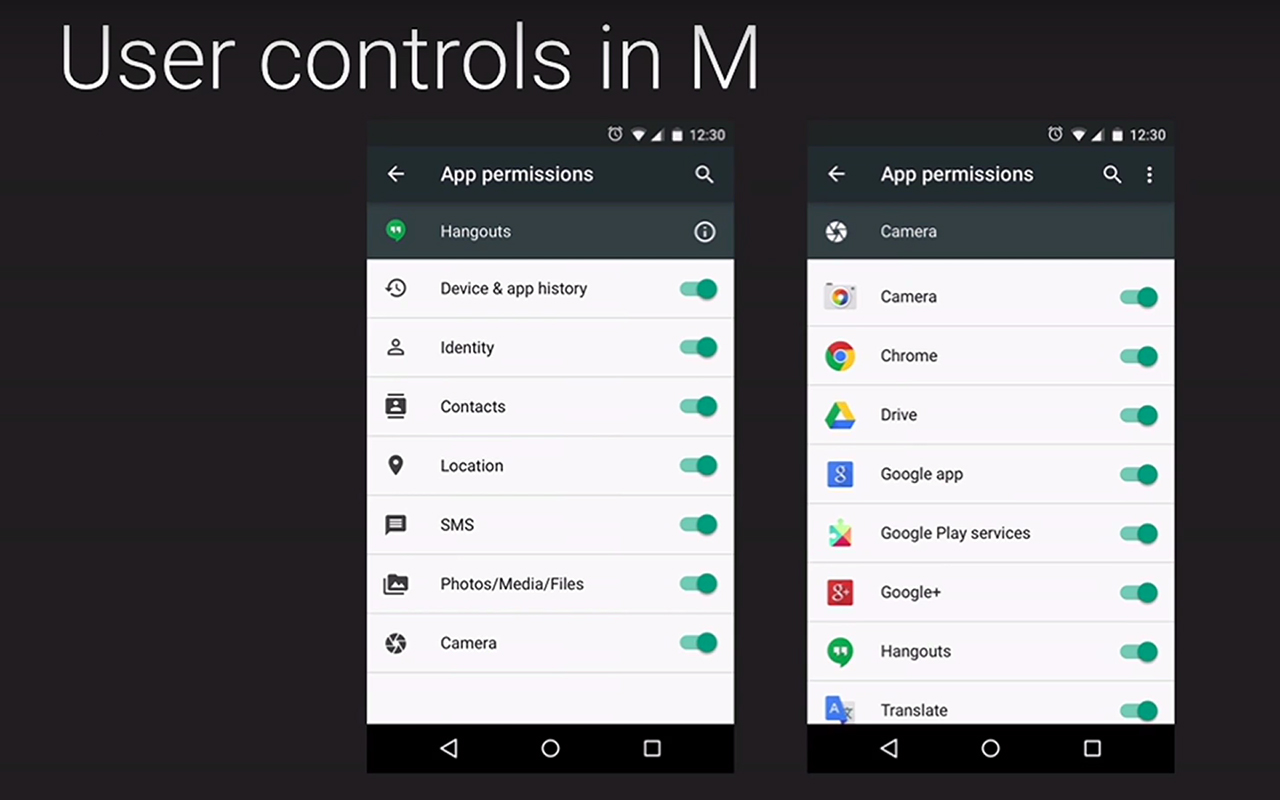 Android M: app permissions control