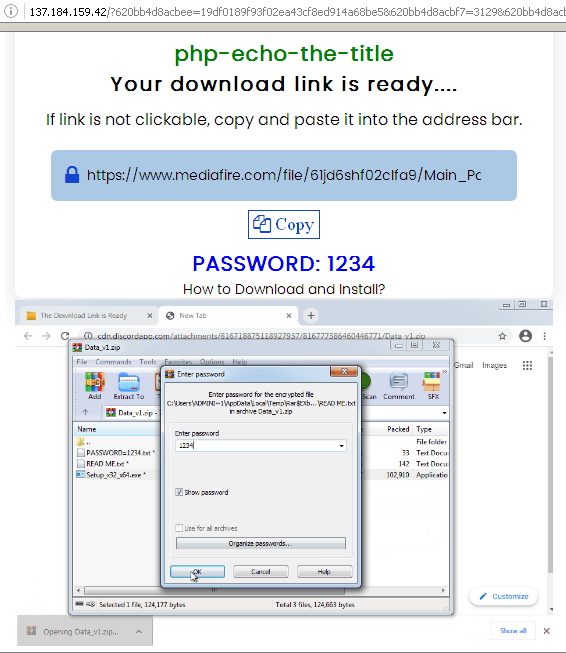 Archive and instructions for downloading fake pirated software